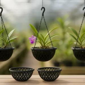 Set of 10 – Hanging Orchid Pot (with Hanging Threads & Hook)