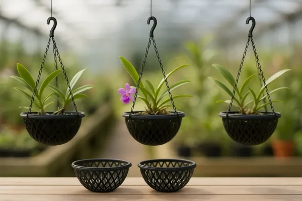 Set of 10 – Hanging Orchid Pot (with Hanging Threads & Hook)