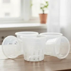 Set of 10 Clear Transparent Orchid Pots with Inverted Central Cone (6 inch)